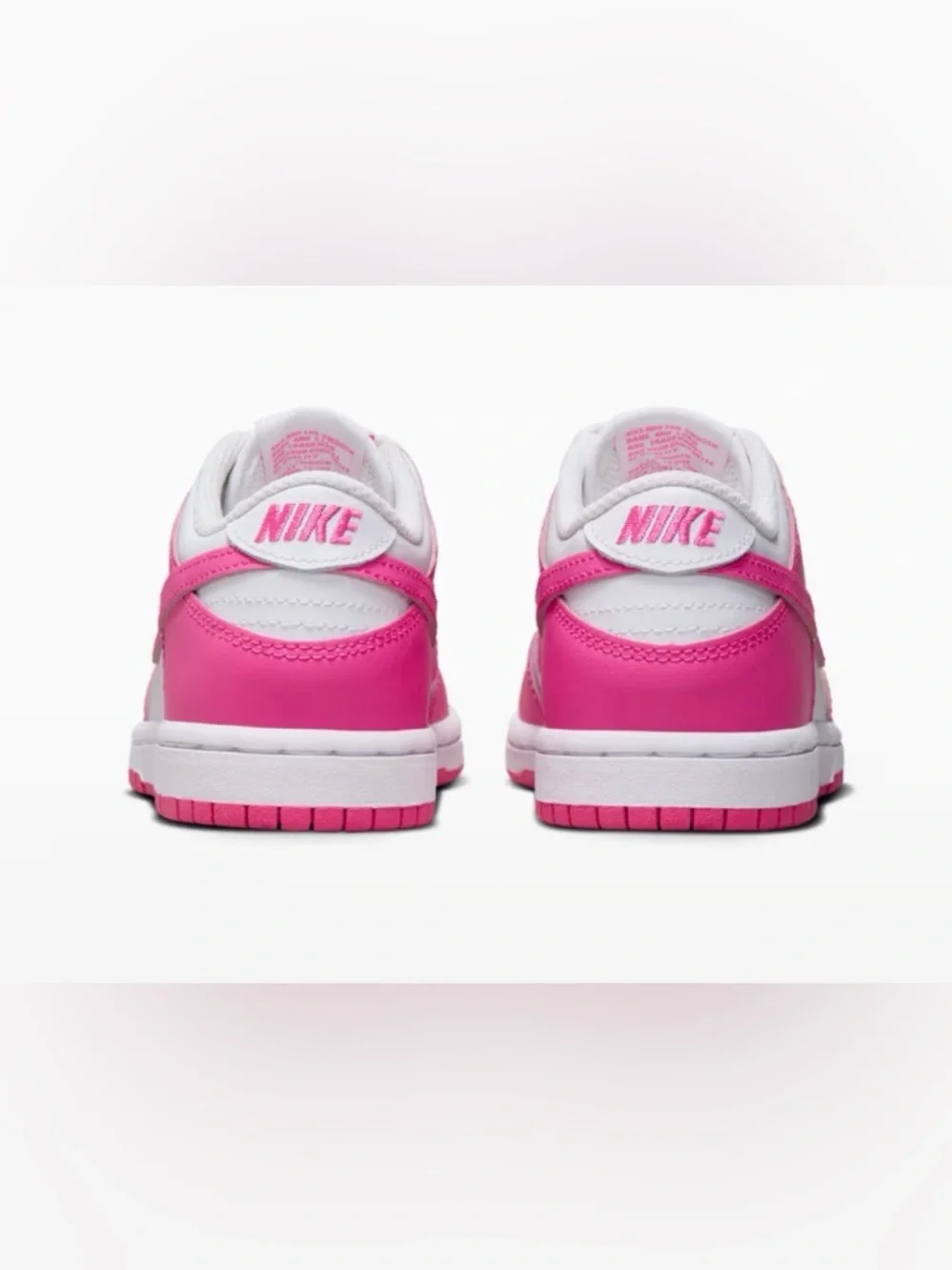 NIB [Nike] Dunk Low Top Shoes Sneakers Fuchsia Pink/White Little Kids Youth 11 C - Picture 5 of 16